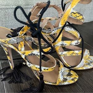 Alejandria  G Heels women's yellow and black snakeskin heels size (38) 7.5